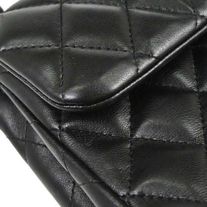 Chanel Black Lambskin East West Shoulder Bag