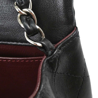 Chanel Black Lambskin East West Shoulder Bag