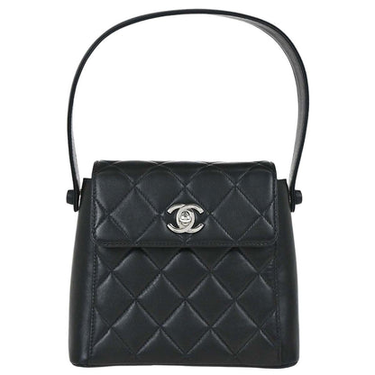 Chanel 1997-1999 Black Lambskin Straight Flap Handbag