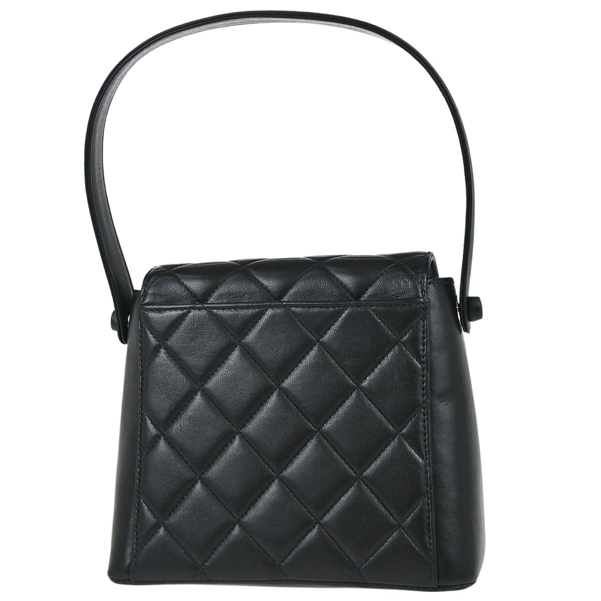 Chanel 1997-1999 Black Lambskin Straight Flap Handbag