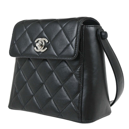 Chanel 1997-1999 Black Lambskin Straight Flap Handbag