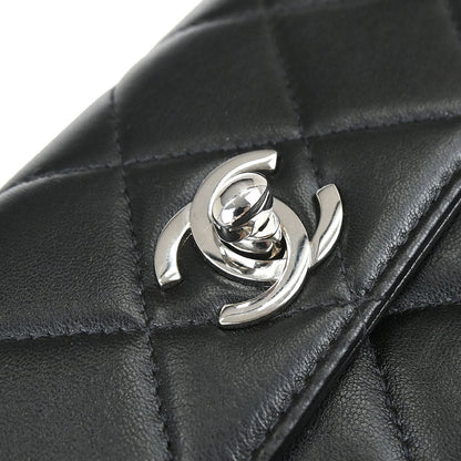 Chanel 1997-1999 Black Lambskin Straight Flap Handbag