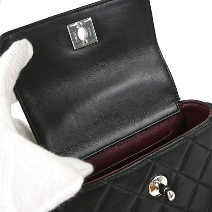 Chanel 1997-1999 Black Lambskin Straight Flap Handbag