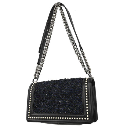 Boy Chanel 2018-2019 Black Lambskin Tweed Medium Shoulder Bag