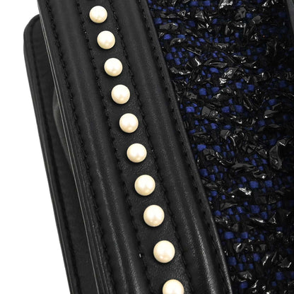Boy Chanel 2018-2019 Black Lambskin Tweed Medium Shoulder Bag