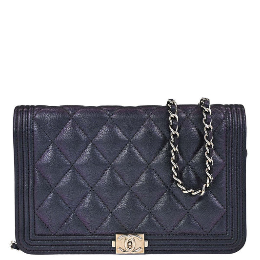 Boy Chanel 2017-2018 Navy Calfskin WOC Wallet on Chain Bag