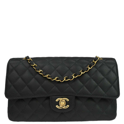Chanel 2005-2006 Black Caviar Skin Medium Classic Double Flap Shoulder Bag