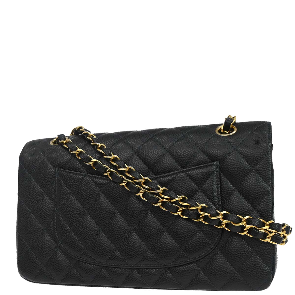 Chanel 2005-2006 Black Caviar Skin Medium Classic Double Flap Shoulder Bag