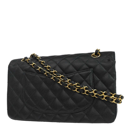 Chanel 2005-2006 Black Caviar Skin Medium Classic Double Flap Shoulder Bag