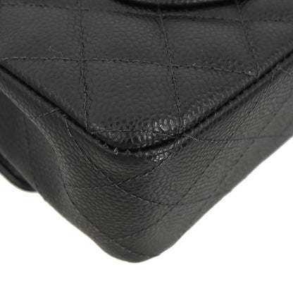 Chanel 2005-2006 Black Caviar Skin Medium Classic Double Flap Shoulder Bag