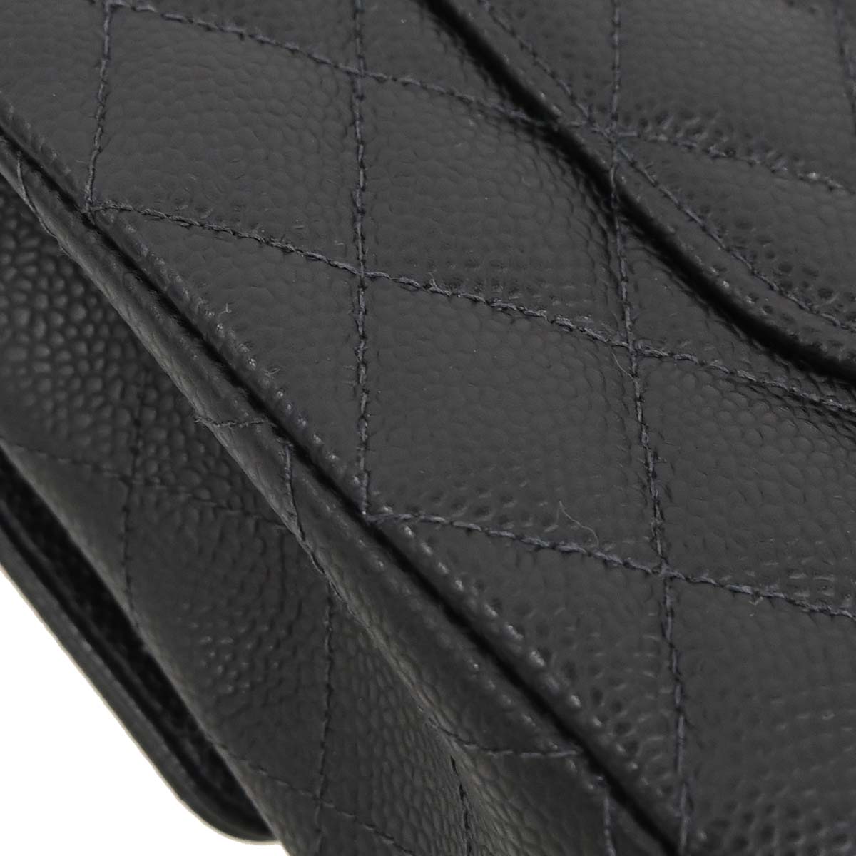 Chanel 2005-2006 Black Caviar Skin Medium Classic Double Flap Shoulder Bag
