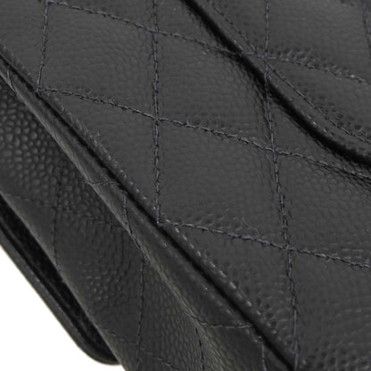 Chanel 2005-2006 Black Caviar Skin Medium Classic Double Flap Shoulder Bag