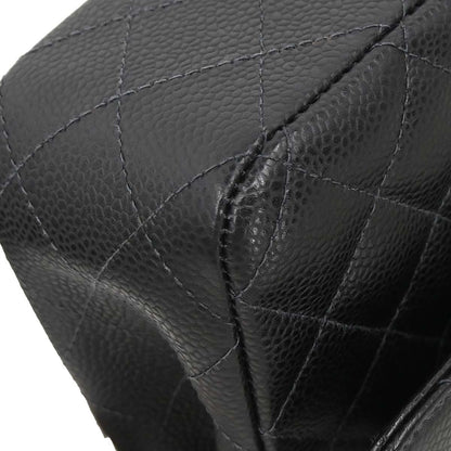 Chanel 2005-2006 Black Caviar Skin Medium Classic Double Flap Shoulder Bag