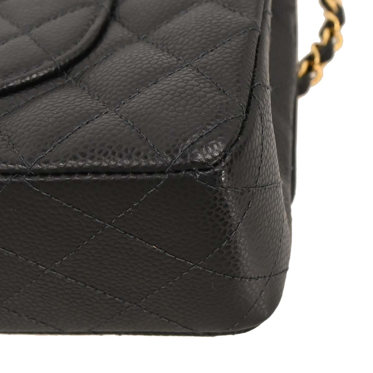 Chanel 2005-2006 Black Caviar Skin Medium Classic Double Flap Shoulder Bag