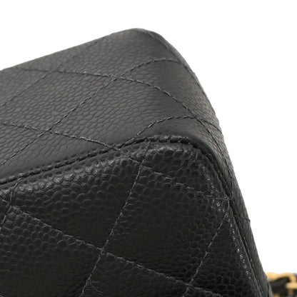 Chanel 2005-2006 Black Caviar Skin Medium Classic Double Flap Shoulder Bag