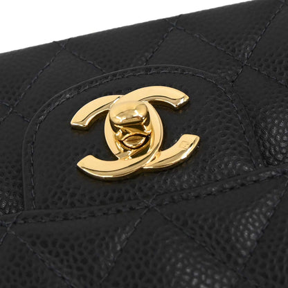 Chanel 2005-2006 Black Caviar Skin Medium Classic Double Flap Shoulder Bag