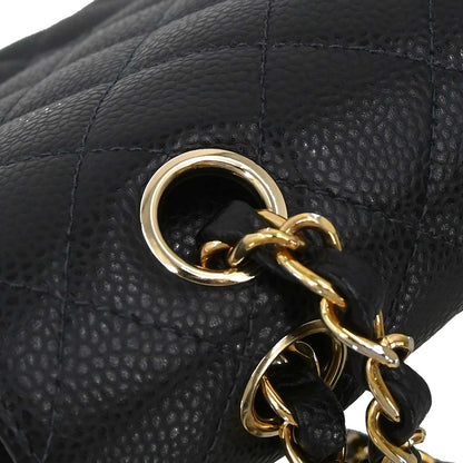 Chanel 2005-2006 Black Caviar Skin Medium Classic Double Flap Shoulder Bag