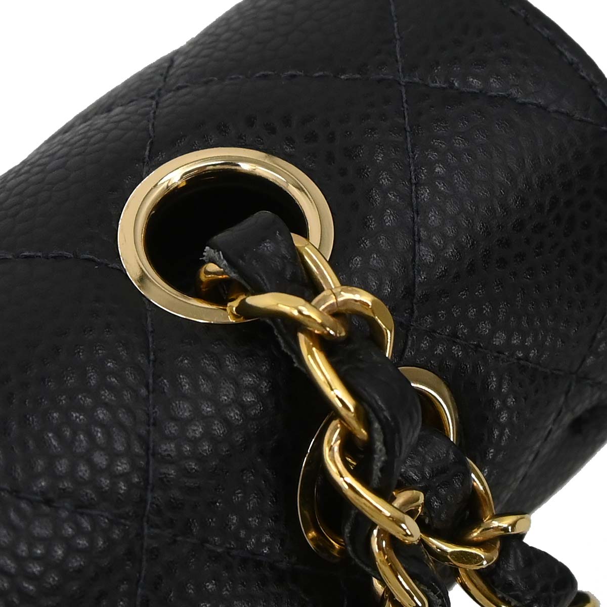 Chanel 2005-2006 Black Caviar Skin Medium Classic Double Flap Shoulder Bag