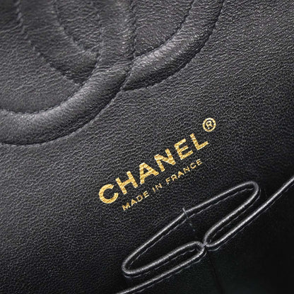 Chanel 2005-2006 Black Caviar Skin Medium Classic Double Flap Shoulder Bag