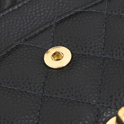 Chanel 2005-2006 Black Caviar Skin Medium Classic Double Flap Shoulder Bag