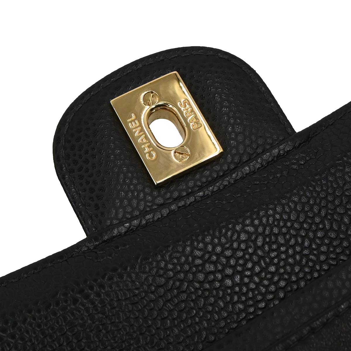Chanel 2005-2006 Black Caviar Skin Medium Classic Double Flap Shoulder Bag