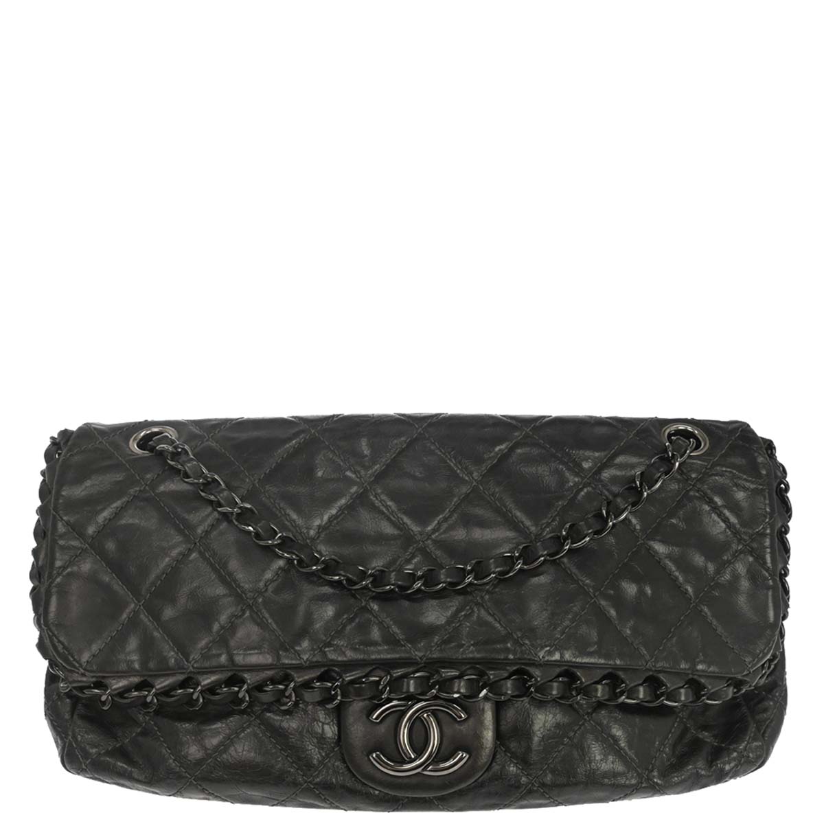 Chanel Black Calfskin Luxury Line Flap Bag