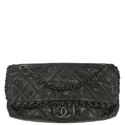 Chanel Black Calfskin Luxury Line Flap Bag