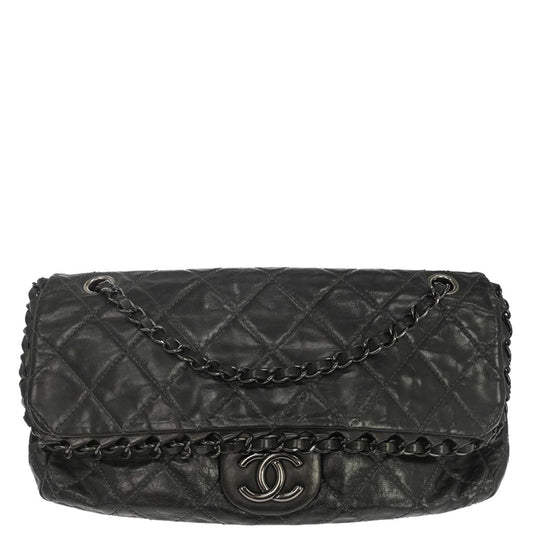 Chanel Black Calfskin Luxury Line Flap Bag