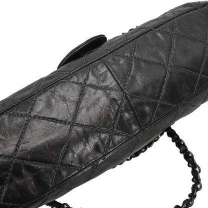 Chanel Black Calfskin Luxury Line Flap Bag