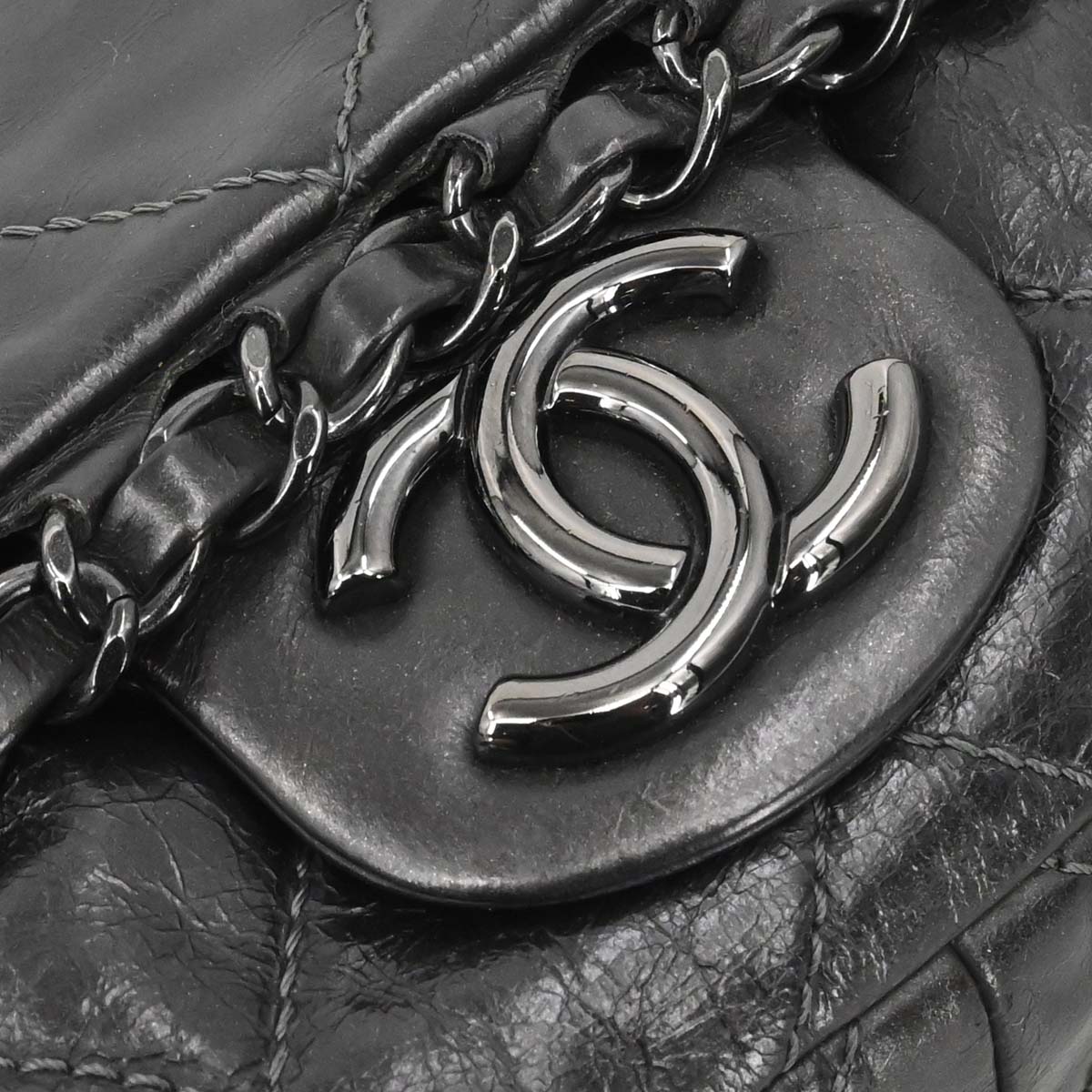 Chanel Black Calfskin Luxury Line Flap Bag