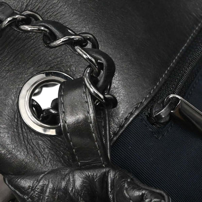 Chanel Black Calfskin Luxury Line Flap Bag