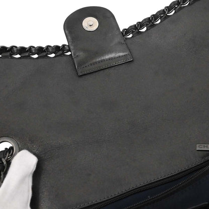 Chanel Black Calfskin Luxury Line Flap Bag