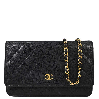 Chanel Black Caviar Skin Classic WOC Wallet on Chain Bag