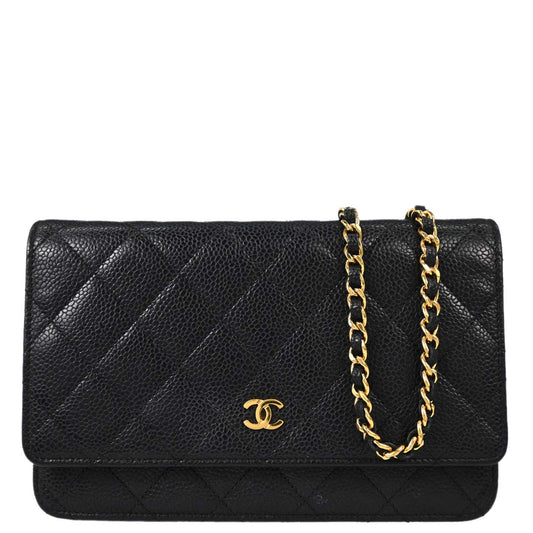 Chanel Black Caviar Skin Classic WOC Wallet on Chain Bag