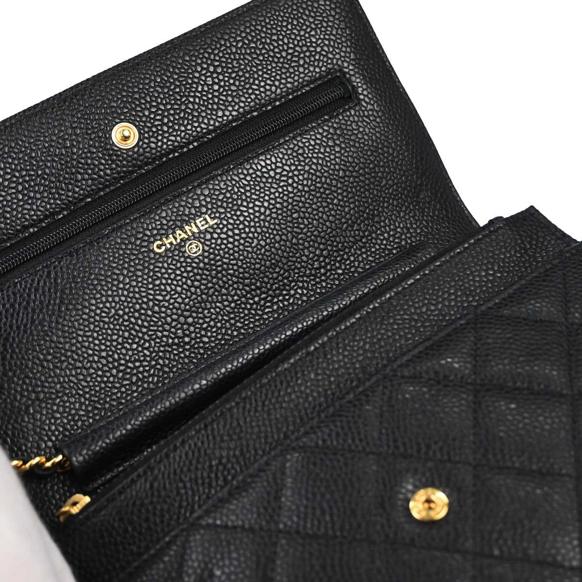 Chanel Black Caviar Skin Classic WOC Wallet on Chain Bag