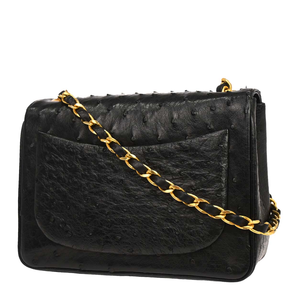 Chanel * 1986-1988 Black Ostrich Mademoiselle Mini Classic Square Flap Bag 17