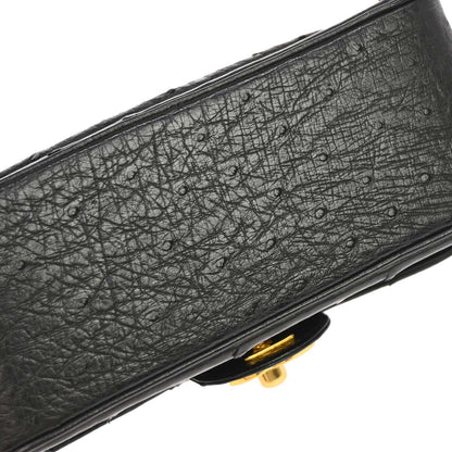 Chanel * 1986-1988 Black Ostrich Mademoiselle Mini Classic Square Flap Bag 17