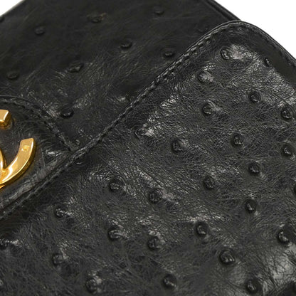 Chanel * 1986-1988 Black Ostrich Mademoiselle Mini Classic Square Flap Bag 17