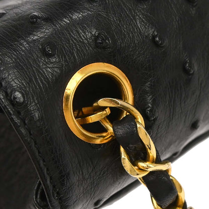 Chanel * 1986-1988 Black Ostrich Mademoiselle Mini Classic Square Flap Bag 17