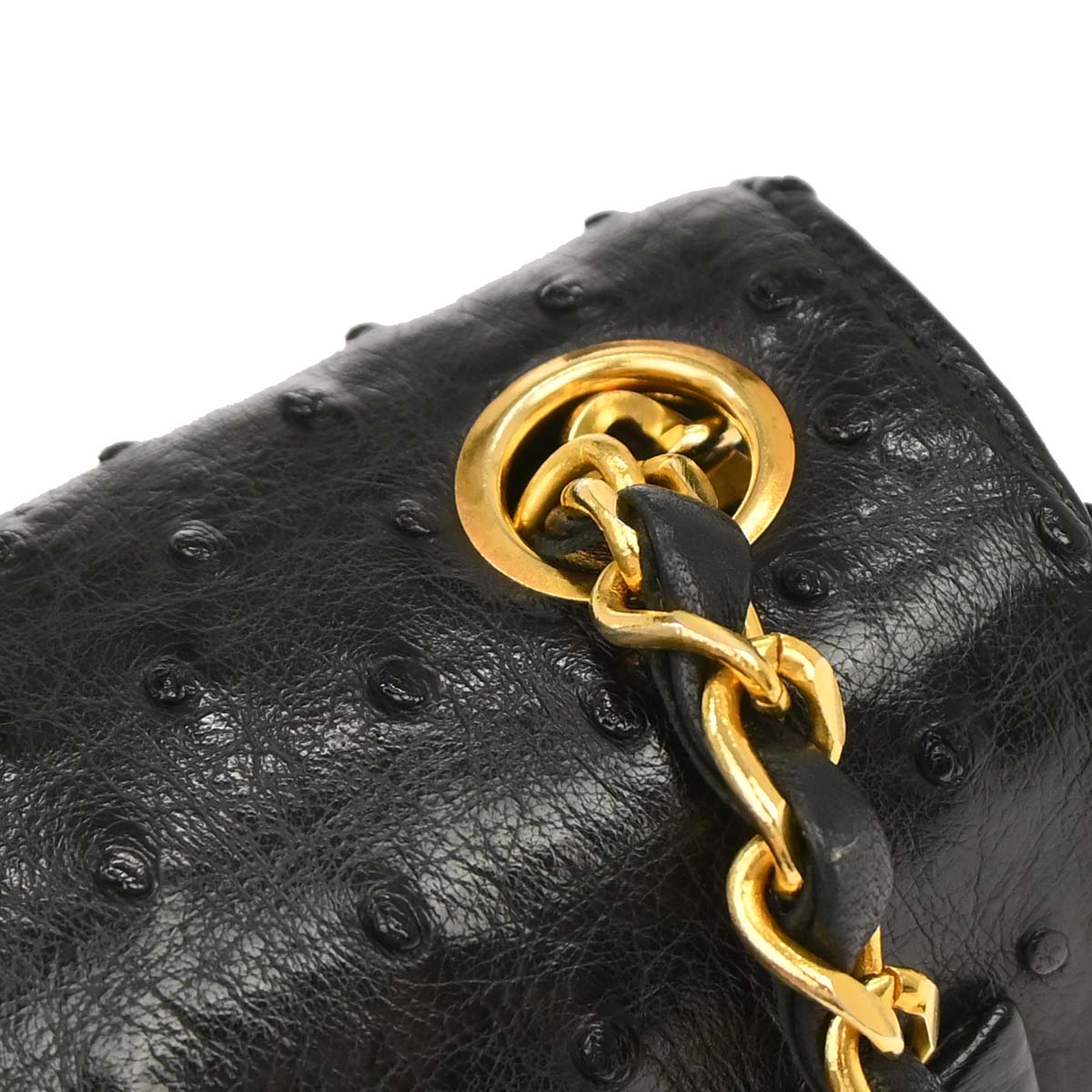 Chanel * 1986-1988 Black Ostrich Mademoiselle Mini Classic Square Flap Bag 17