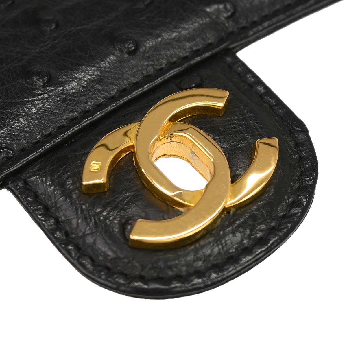 Chanel * 1986-1988 Black Ostrich Mademoiselle Mini Classic Square Flap Bag 17
