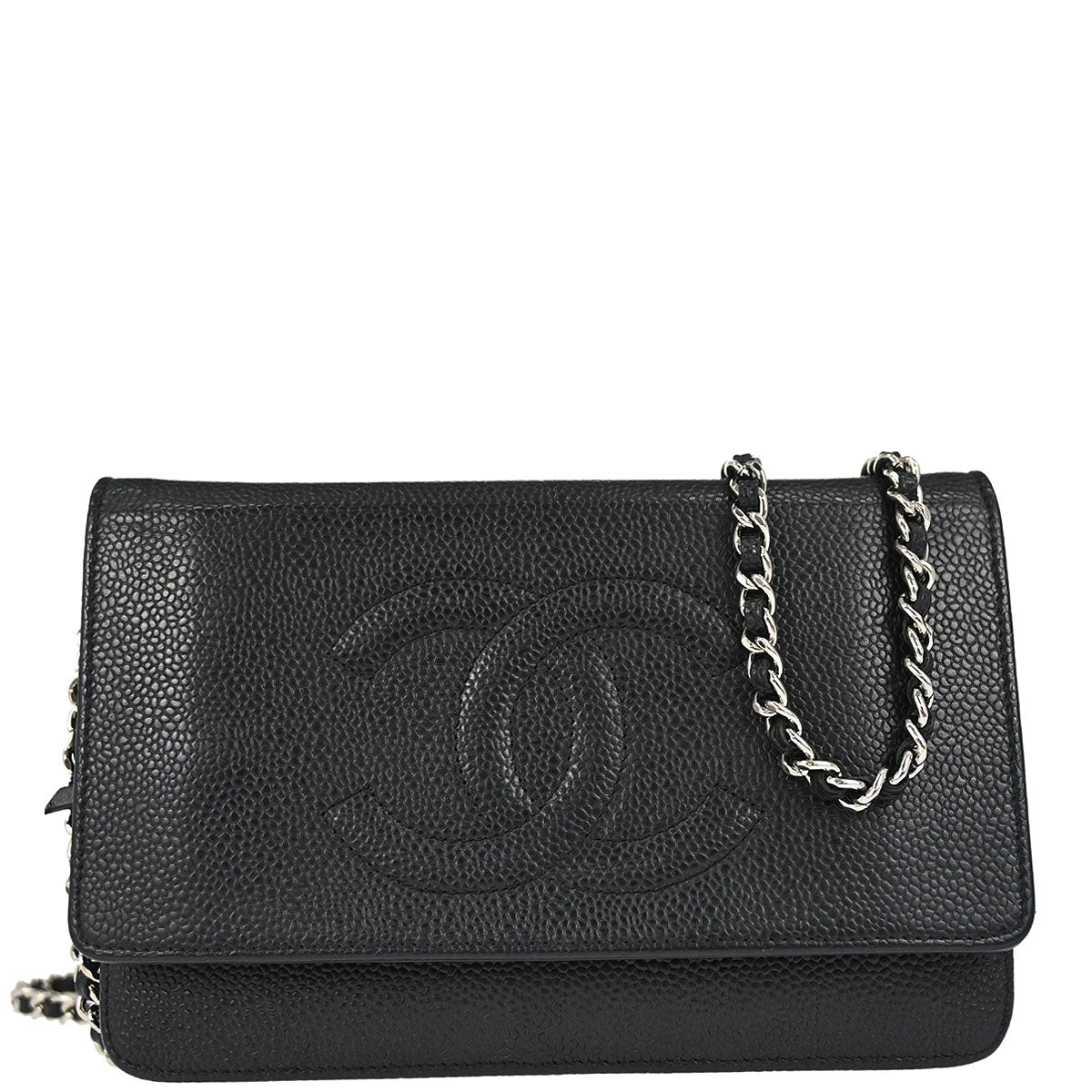 Chanel Black Caviar Skin Timeless WOC Wallet on Chain Shoulder Bag