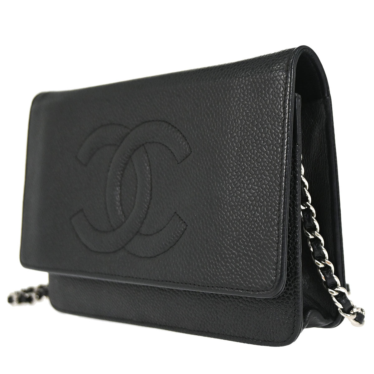 Chanel Black Caviar Skin Timeless WOC Wallet on Chain Shoulder Bag