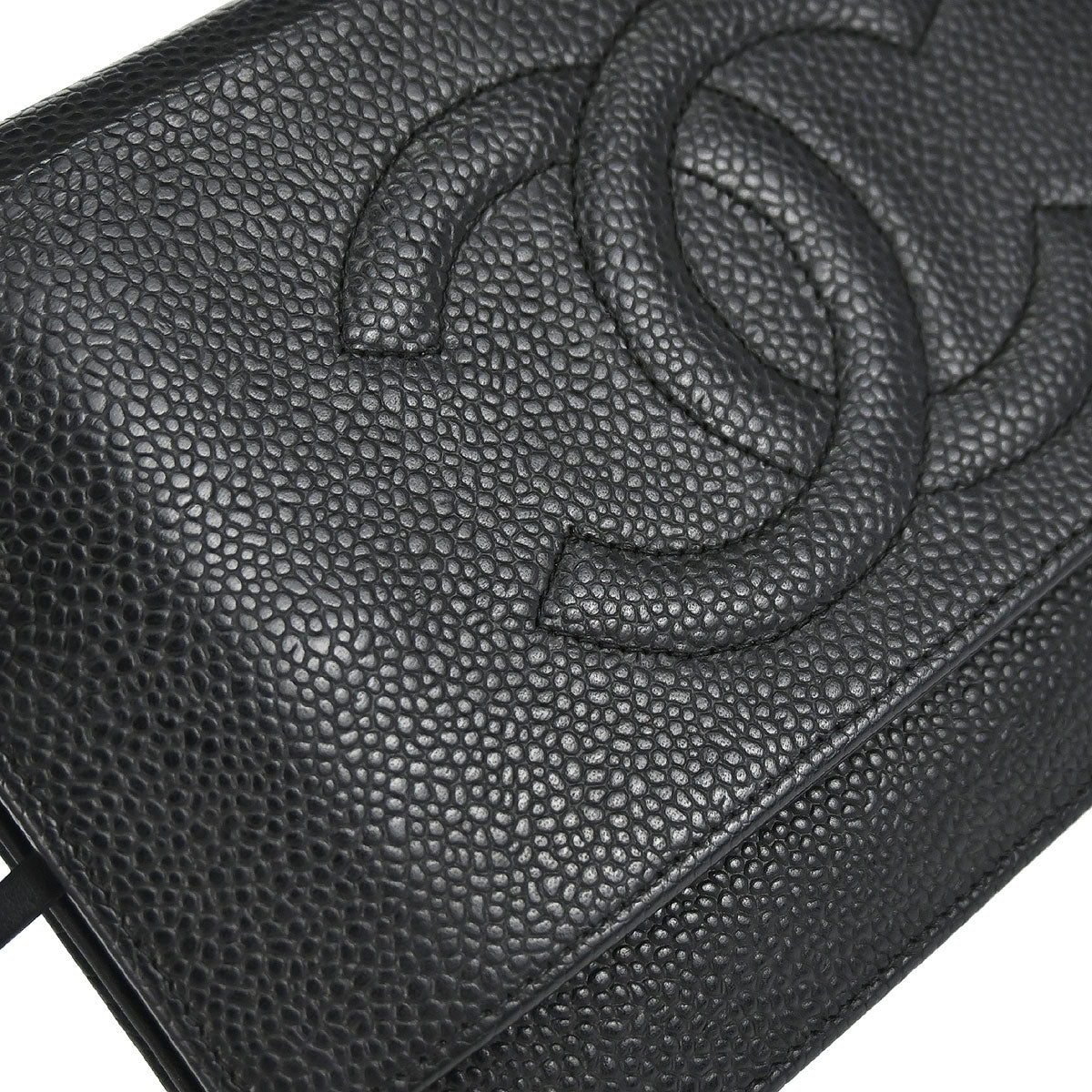 Chanel Black Caviar Skin Timeless WOC Wallet on Chain Shoulder Bag