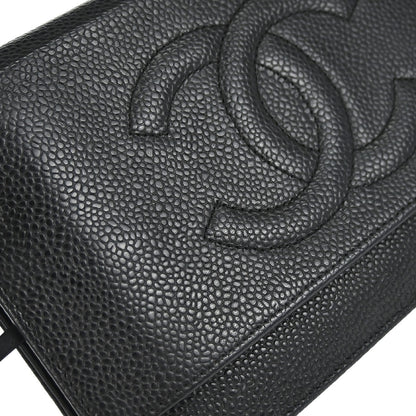 Chanel Black Caviar Skin Timeless WOC Wallet on Chain Shoulder Bag