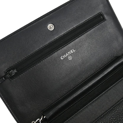 Chanel Black Caviar Skin Timeless WOC Wallet on Chain Shoulder Bag