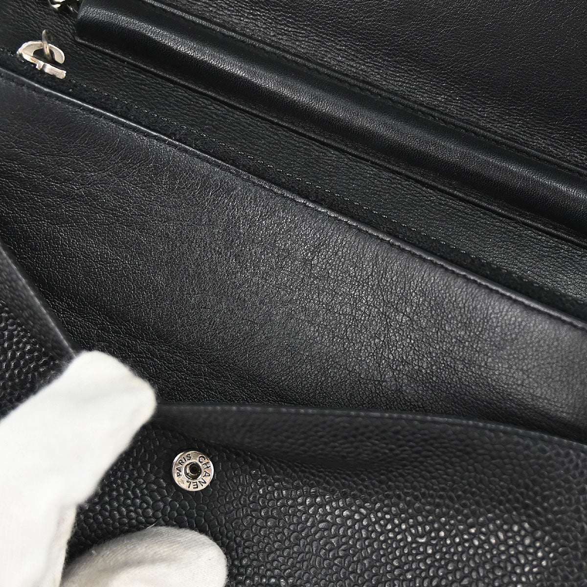 Chanel Black Caviar Skin Timeless WOC Wallet on Chain Shoulder Bag