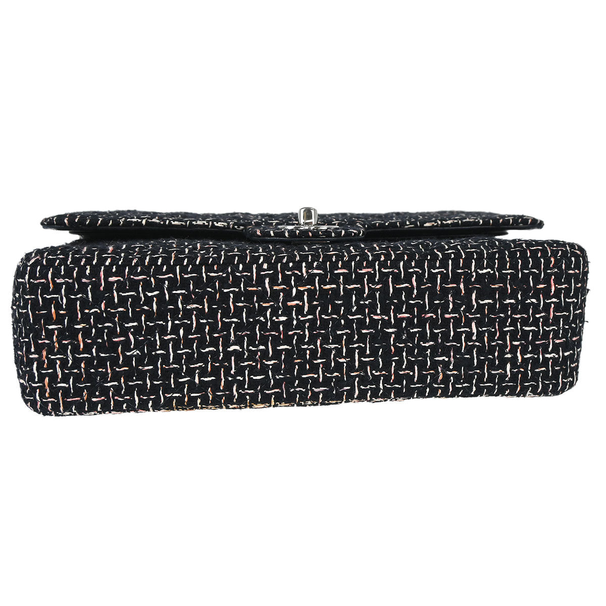 Chanel 2005-2006 Black Tweed Medium Classic Double Flap Shoulder Bag
