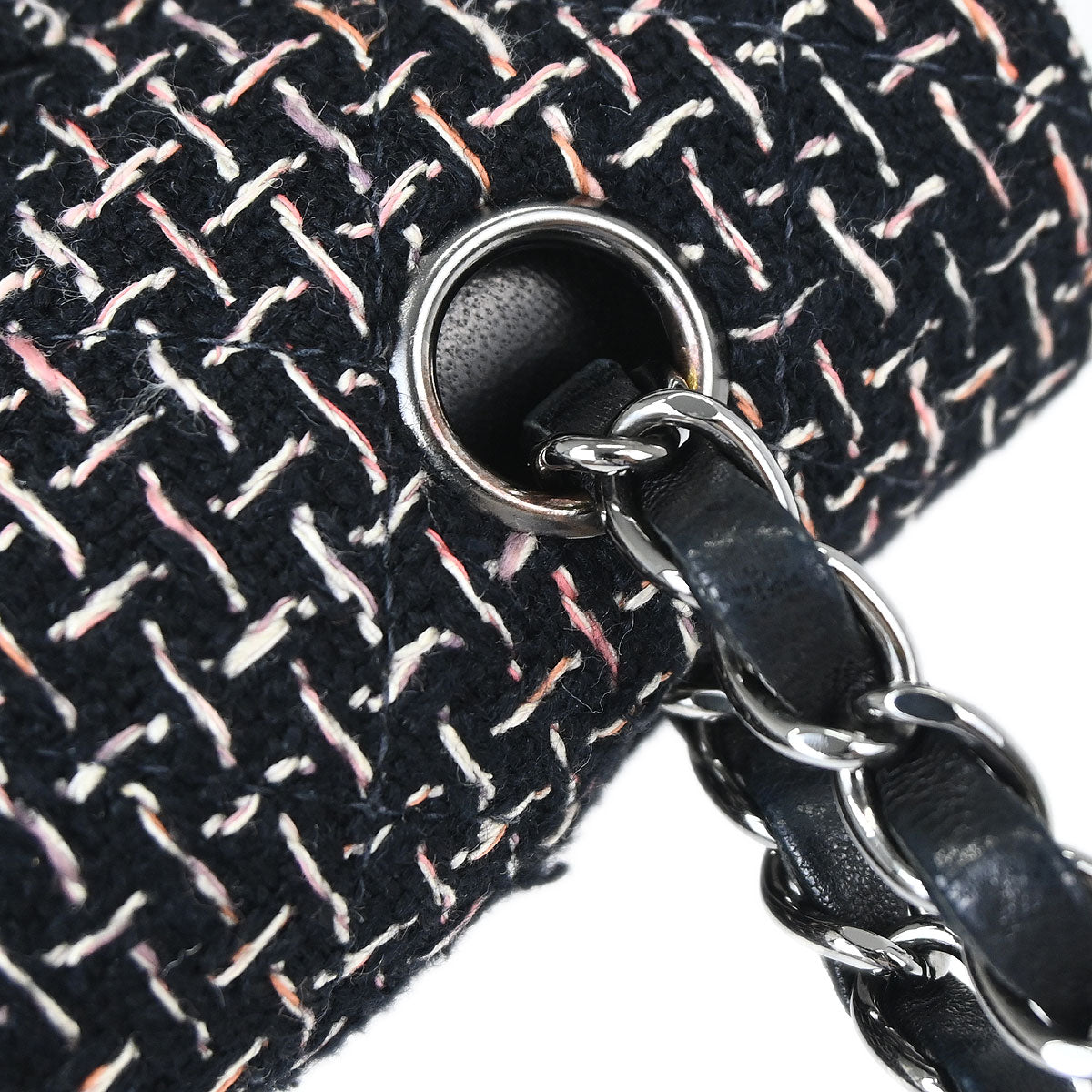 Chanel 2005-2006 Black Tweed Medium Classic Double Flap Shoulder Bag