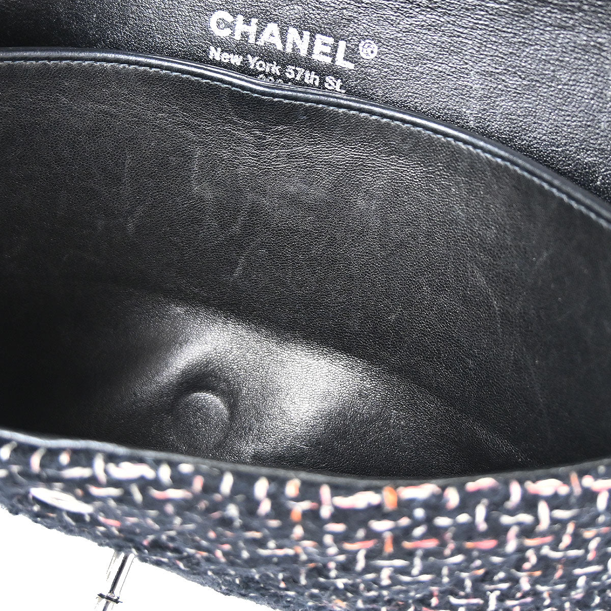 Chanel 2005-2006 Black Tweed Medium Classic Double Flap Shoulder Bag